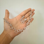 Elegant Silver Plated AD Circle Design Necklace Set - Image 8