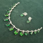 Emerald Green AD Silver Choker Necklace