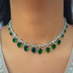 Emerald Green AD Silver Choker Necklace - Image 6
