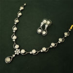 Dull Finish AD Silver Choker Necklace Set