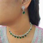 Emerald Green AD Silver Choker Necklace - Image 4