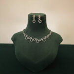 Elegant Silver Plated AD Circle Design Necklace Set - Image 5