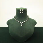 Dull Finish AD Silver Choker Necklace Set - Image 3