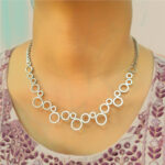Elegant Silver Plated AD Circle Design Necklace Set - Image 3