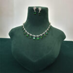 Emerald Green AD Silver Choker Necklace - Image 8