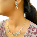 Elegant Silver Plated AD Circle Design Necklace Set - Image 2