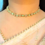 Kundan Petals Choker Golden Necklace Set - Image 10