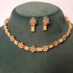Kundan Petals Choker Golden Necklace Set - Image 6