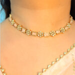 Kundan Petals Choker Golden Necklace Set - Image 9
