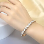 Honeycomb Pattern AD Bracelet with CZ Stones - Image 2