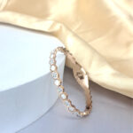 Honeycomb Pattern AD Bracelet with CZ Stones