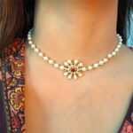 Royal Pearl Moti Golden Choker Necklace - Image 9