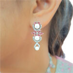 AD & Pearl Silver Choker Necklace Set - Image 7