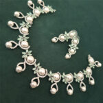 AD & Pearl Silver Choker Necklace Set - Image 3