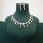 AD & Pearl Silver Choker Necklace Set - Image 8