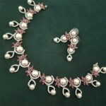 AD & Pearl Silver Choker Necklace Set