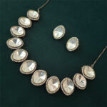AD Silver Chokar Necklace Set
