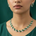 Midnight Bloom Silver Choker Necklace Set - Image 3
