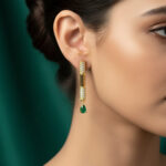 Golden Bar with Teardrop Stone Choker Necklace Set - Image 4