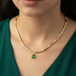 Golden Bar with Teardrop Stone Choker Necklace Set