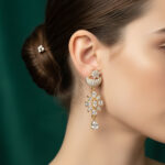 Crescent Bloom Golden Choker American Diamond Necklace - Image 7