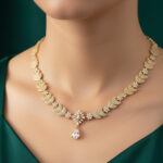 Crescent Bloom Golden Choker American Diamond Necklace - Image 6