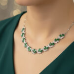 Midnight Bloom Silver Choker Necklace Set