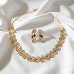 Duo-Tone Pave Golden Choker Necklace Set - Image 7