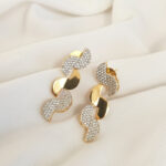 Duo-Tone Pave Golden Choker Necklace Set - Image 5