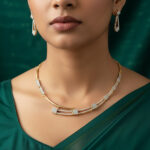 Multi-Tier Micro Pave Cubic Zirconia Choker Golden Necklace - Image 3