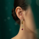 Golden Bar with Teardrop Stone Choker Necklace Set - Image 7