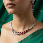 The Tiana Silver & Golden American Diamond Choker Set - Image 6