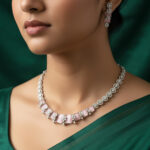 The Tiana Silver & Golden American Diamond Choker Set - Image 3