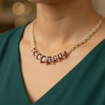 The Tiana Silver & Golden American Diamond Choker Set - Image 4