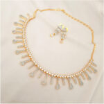 Dewdrop Fringe Golden Choker Necklace Set - Image 4