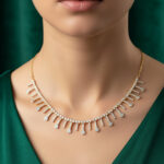 Dewdrop Fringe Golden Choker Necklace Set - Image 3