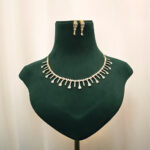 Dewdrop Fringe Golden Choker Necklace Set - Image 7