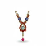 Handcrafted Stone Studded Thakurji Mala for Laddu Gopal & Deity Shringar – Multicolor Designer Kanthi Haar with Pearl Drop - Image 5