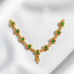 Handcrafted Gold-Plated Thakurji Mala with Emerald Green Stone Accents