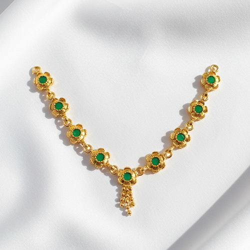 3 Handcrafted Gold-Plated Thakurji Mala with Emerald Green Stone Accents - Image 1