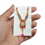 Handcrafted Stone Studded Thakurji Mala for Laddu Gopal & Deity Shringar – Multicolor Designer Kanthi Haar with Pearl Drop - Image 4