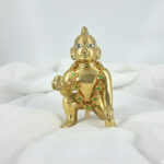 Handcrafted Gold-Plated Thakurji Mala with Emerald Green Stone Accents - Image 2