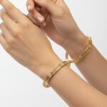 Honeycomb Bangles | Gold-Plated Honeycomb Filigree Bangles with Sparking Stone Accents - Image 2