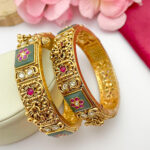 Meenakari Kadas | Traditional Gold-Plated Kundan & Meenakari Kada Bangles for Women - Image 5