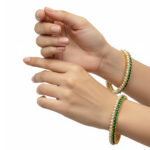 Gold-Plated AD Stone & Shell Pearl Traditional Bangles - Image 2