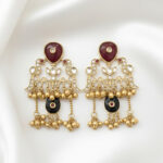 Traditional Peacock Jhumka Earrings with Kundan & Ghungroo Detailing - Image 2