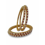 Ruby and Pearl Gold-Plated Bangles - Image 4
