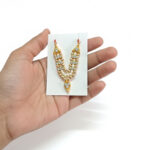 Gold-Plated Designer Stone & Pearl Mala for Laddu Gopal/Thakurji - Handcrafted V-Shape Shringar Necklace for Deities - Image 4