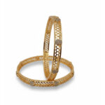 Honeycomb Bangles | Gold-Plated Honeycomb Filigree Bangles with Sparking Stone Accents - Image 4