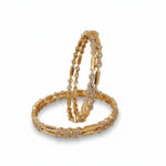 Aura Bangles | Gold-Plated Contemporary Stone-Struck Bangles – Pack of 4 Round & Rectangular Linked Bracelets for Women and Girls - Image 4